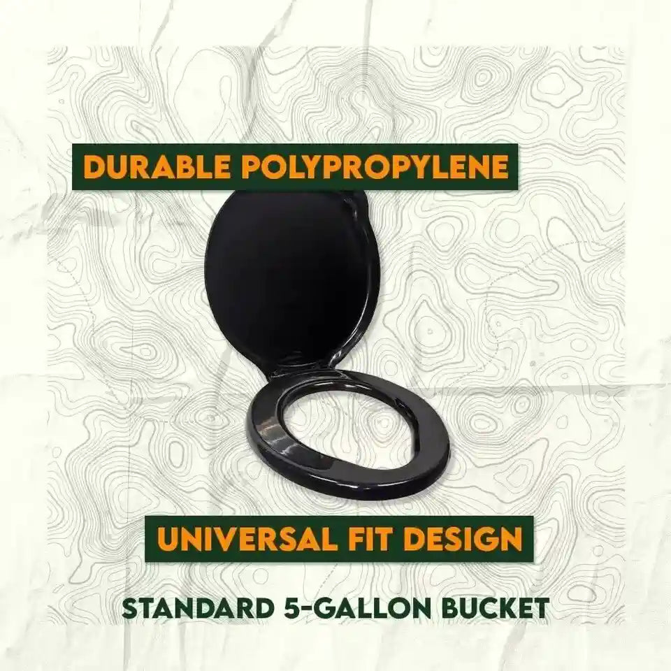 5 Gallon Bucket Toilet Seat W/ Lid Travel Outdoor Camping Hiking Snap on Black