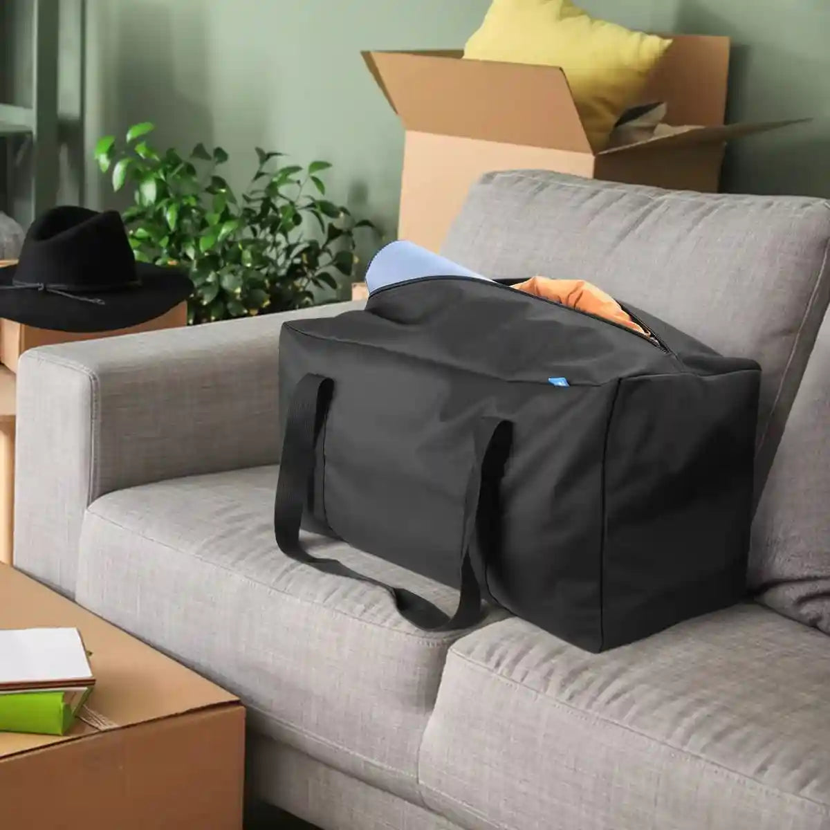 COOLBEBE 24X12X12 Inch Travel Duffle Bag (53L), Mid-Size Weekender for Overnight Trips, Camping, and Sports Gear Hauling, Water Resistant, Black