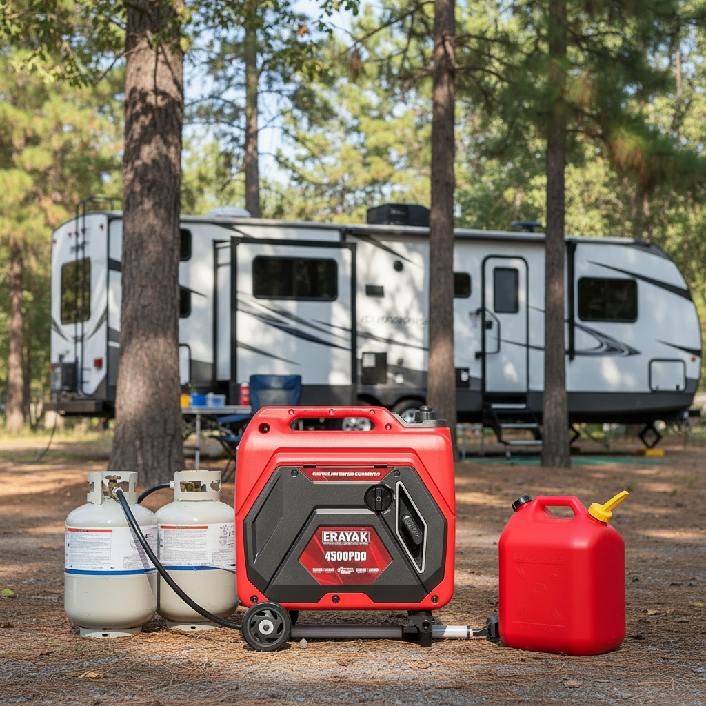 Erayak 4500PD双燃料发电机在房车露营场景