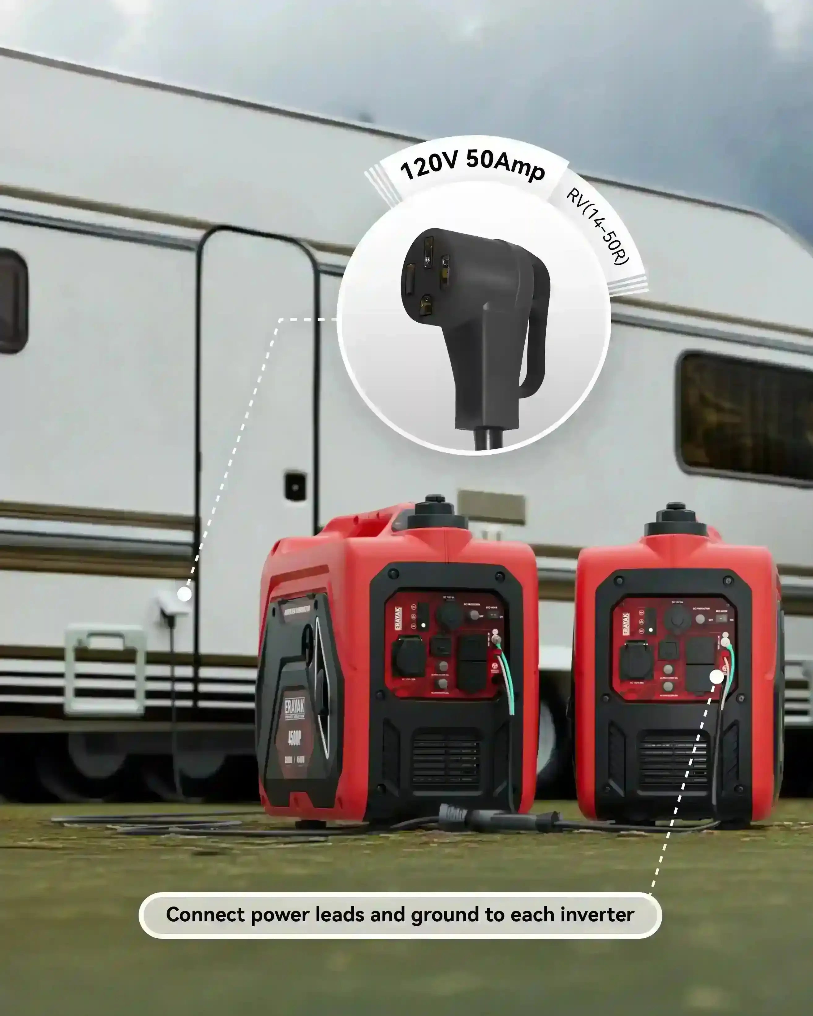 Erayak 50 Amp Parallel Cord Kit for Generator 120V 50A RV (14-50R), cUL Listed Inverter Generator Parallel Connection Kit for Combine Power Suitable 4500P 4500PD - Erayak Power