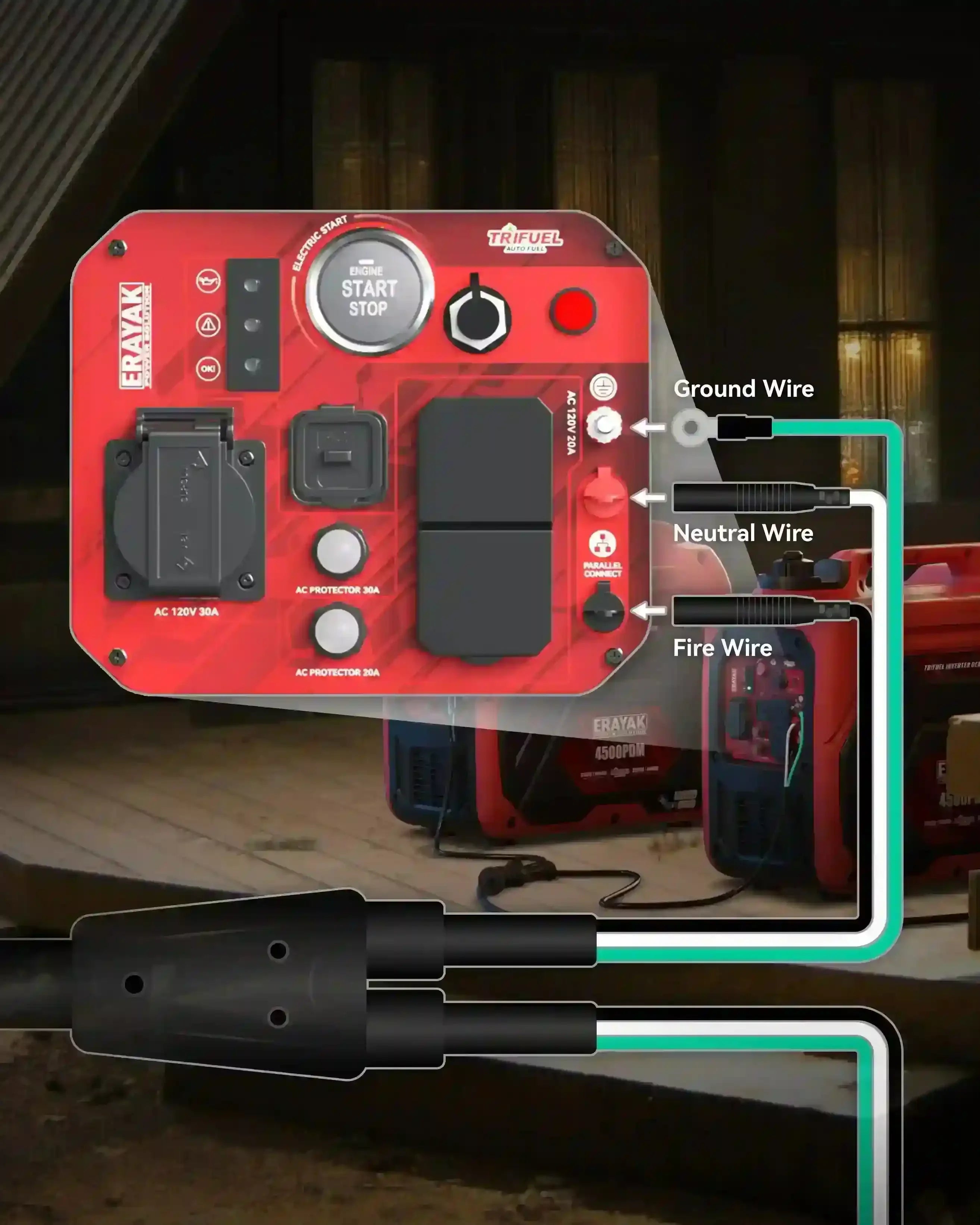 Erayak 50 Amp Parallel Cord Kit for Generator 120V 50A RV (14-50R), cUL Listed Inverter Generator Parallel Connection Kit for Combine Power Suitable 4500P 4500PD - Erayak Power