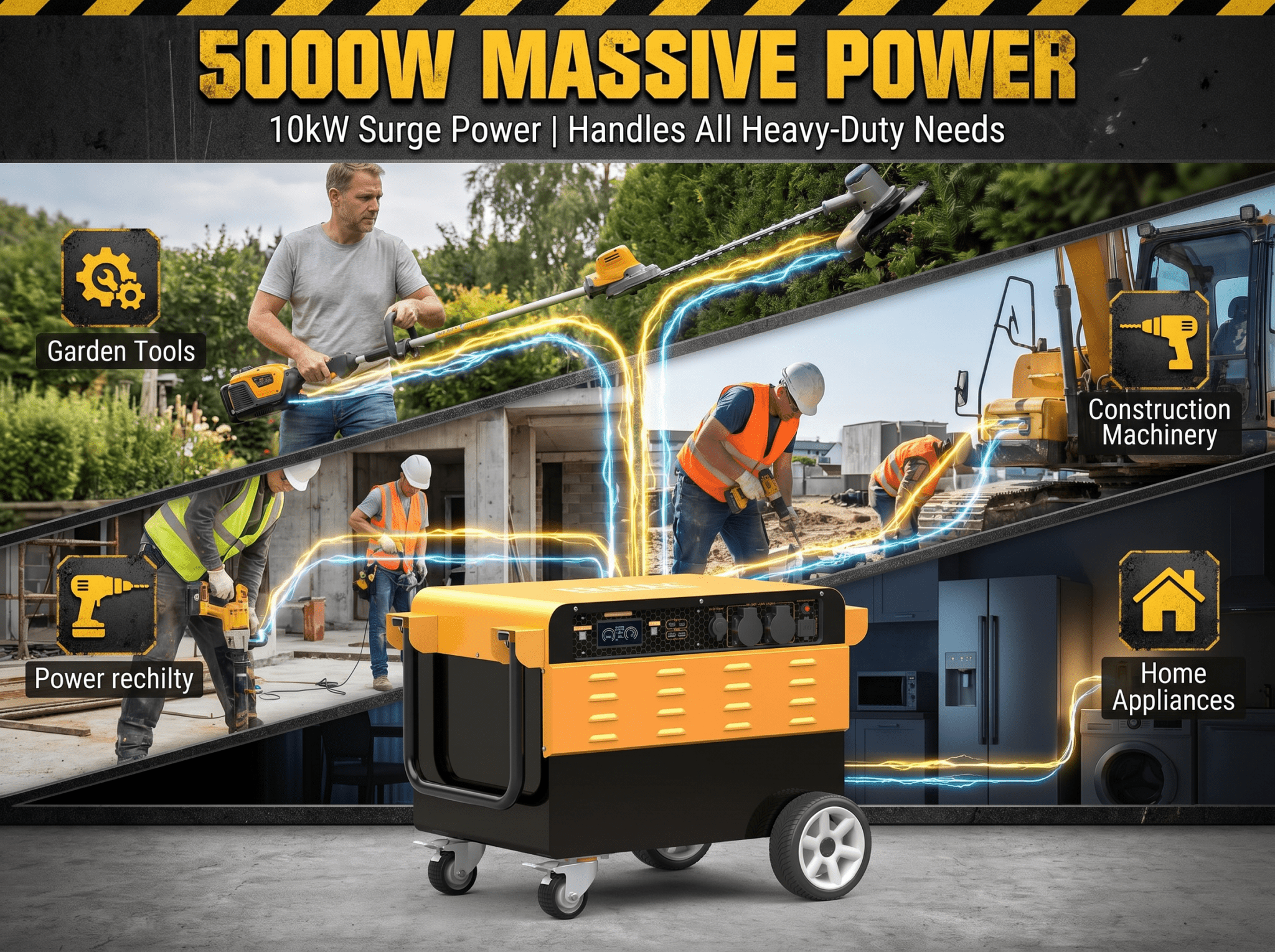 Erayak Portable Power Inverter System – 24V 5000W/10000W | DIY Battery | 2x Surge Power - Erayak Power - Power Inverter - EK-PPIS5000
