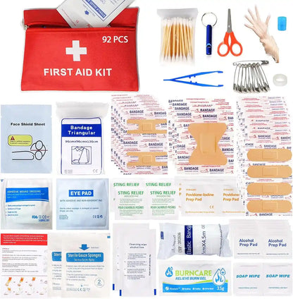 First Aid Kit - 92 Piece Mini Emergency Kits for Car, Basic Outdoor Essentials S
