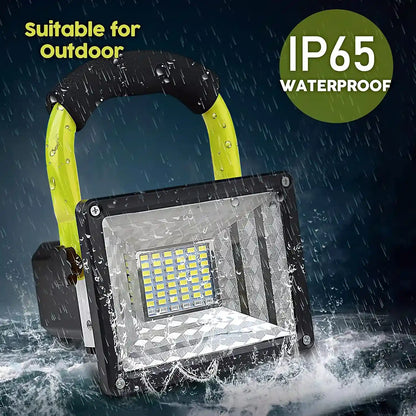 LANFU 30W LED Work Light with Stand, 90° Tiltable 360° Rotation Handle Weatherproof Magnetic Portable Rechargeable Mechanic Travel for Construction Site Jetty Workshop Garage Emergency Camping Green