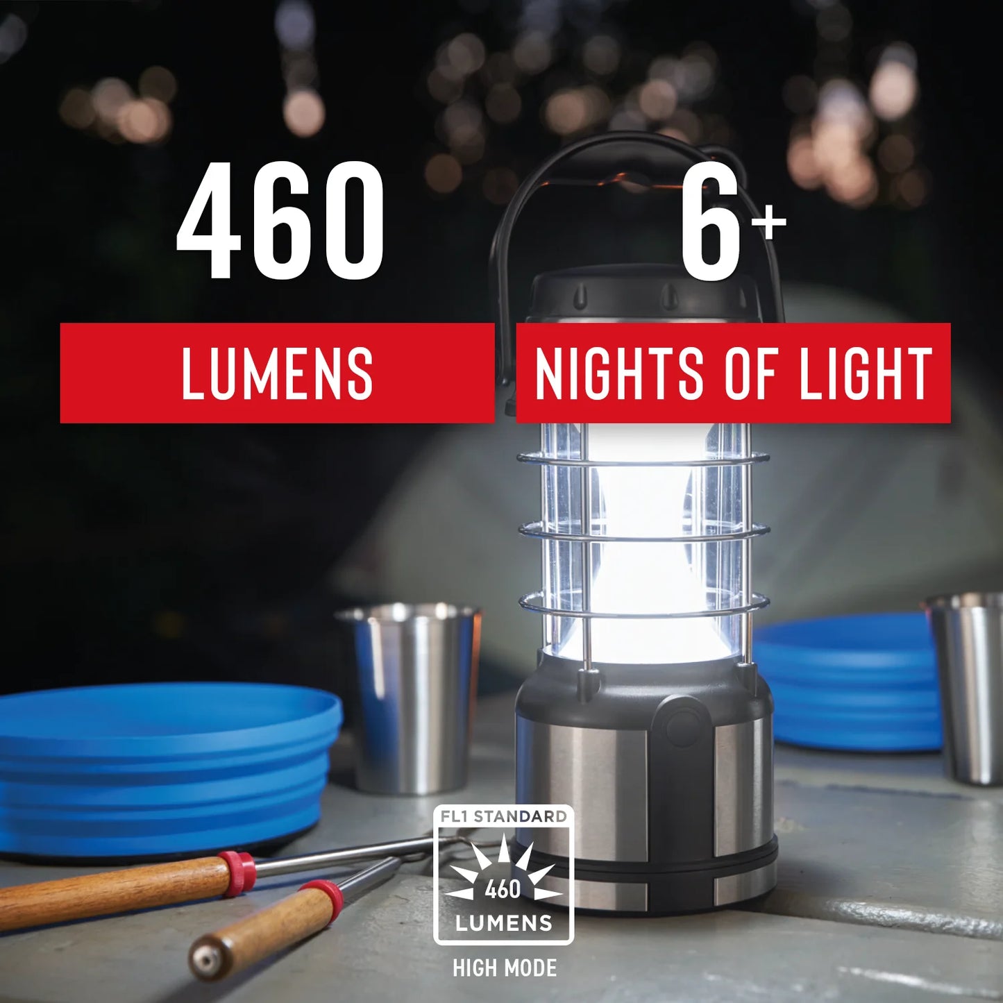 (2 Pack)  EAL18 LED Lantern – 460 Lumens, Dual Color (White & Red), 4 Light Modes, IP54 Rated